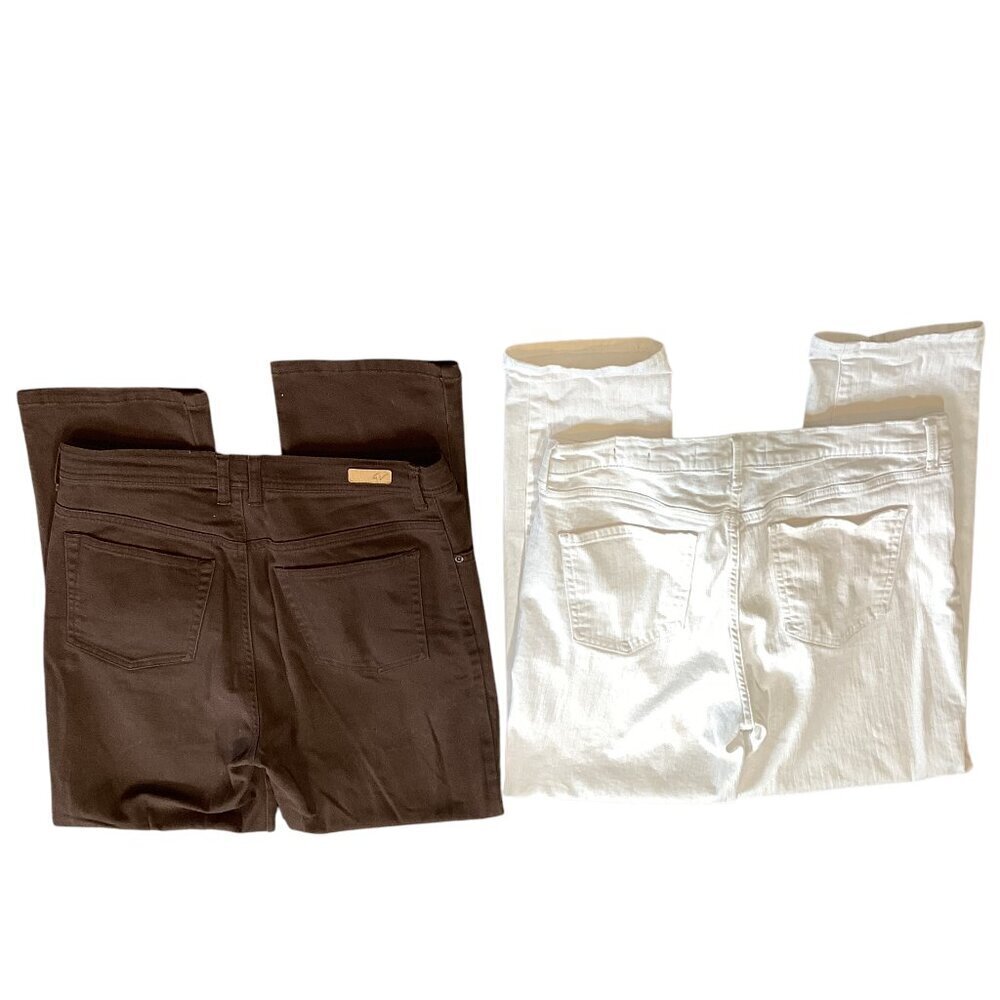 Bundle of 2 Pairs of Gloria Vanderbilt Jeans Sz 10P & 10 Brown & White #327C - Picture 4 of 7